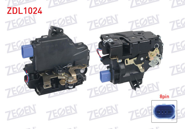 ZEGEN ZDL1024 | Kapı Kilidi Sol Ön 8 Pin Volkswagen Polo 2002-2009 / Transporter V 2003-2012 / Skoda Fabia 1999-2007 / Seat Ibiza III 1999-2002
