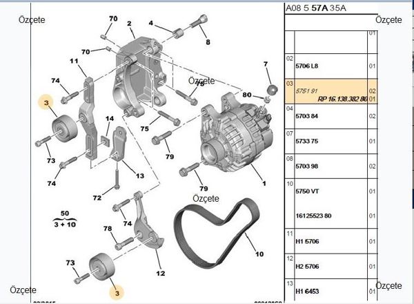 BİTAPART BPE181031 | Alternatör Gergi Rulmanı Peugeot Partner-P206-P306 Citroen Jumpy 1.9 D Dw8