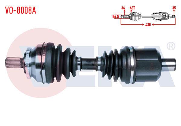 VEKA VO-8008A | Komple Aks Sol Ön Volvo S80 I (Ts, Xy) 2.8 T6 A-T ABS li 48 Dıs Uzunluk 430 1998-2006