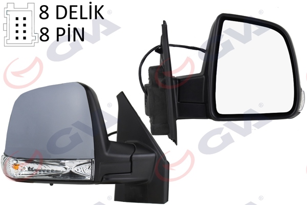 GVA 1029174 | Dış Dikiz Aynası Sağ Doblo 11 > Elektrikli Sinyalli Astarlı Tek Cam Sensörlü Konveks 8 Fiş Vm-668Ehpsr
