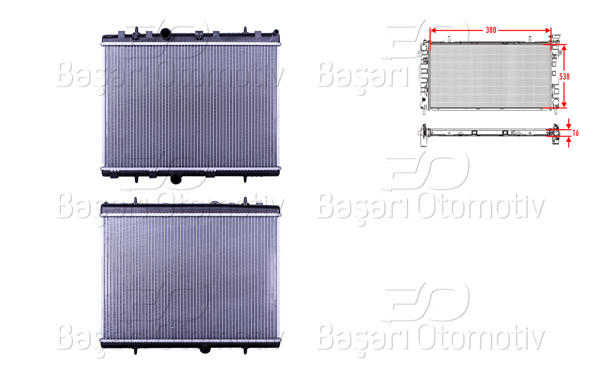 WISCO 3113435-00 | Su Radyatörü Brazing Mt 380X538x16 mm Uc Fan Ayakl Citroen C3 C4 Cactus C Elysee Ds3 P207 P208 P301 09 >
