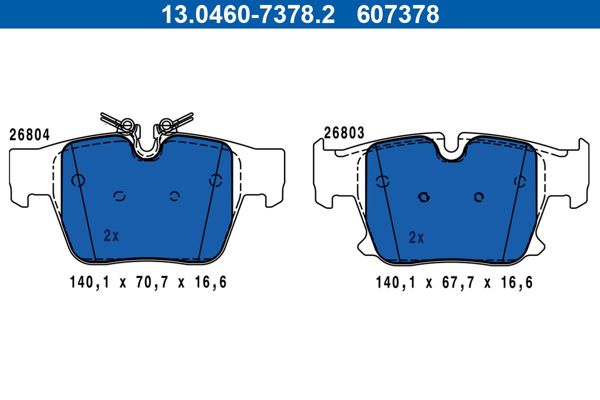 ATE 13.0460-7378.2 | Fren Balatası G-45 / 60 / 61 / 68 / 70 Arka