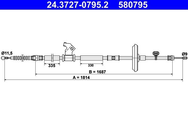 ATE 24.3727-0795.2 | El Fren Teli Opel Astra J 09 > 1814 mm Arka Sağ