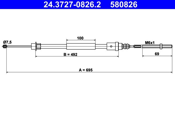 ATE 24.3727-0826.2 | El Fren Teli Peugeot 406 99 > 04 Arka Sol