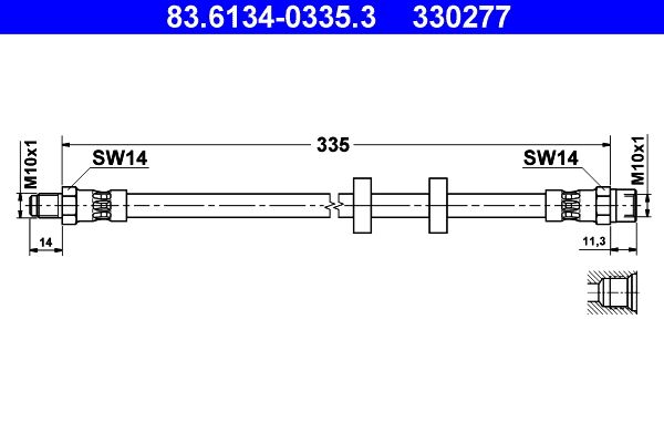 ATE 83.6134-0335.3 | Fren Hortumu C70 / S70 / V70 96-05 Ön