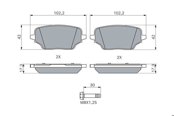 BOSCH 0986460286 | Fren Balatası Arka Yeni Kangoo