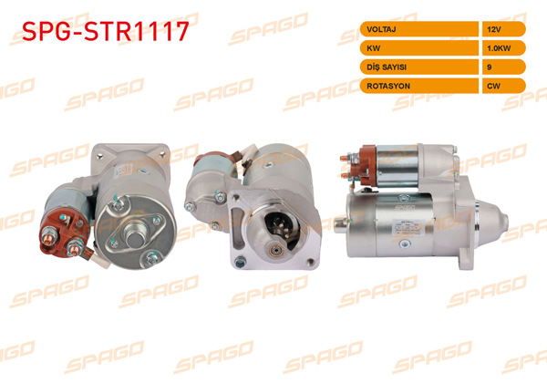 SPAGO SPG-STR1117 | Marş Motoru 12V 1Kw 9 Dıs Cw (Str4690) Tempra 1.4İe, 1.İe6 93-97-Dogan SLX 92-98-Tipo 1.4İe, 1.6İe Ac 92-98