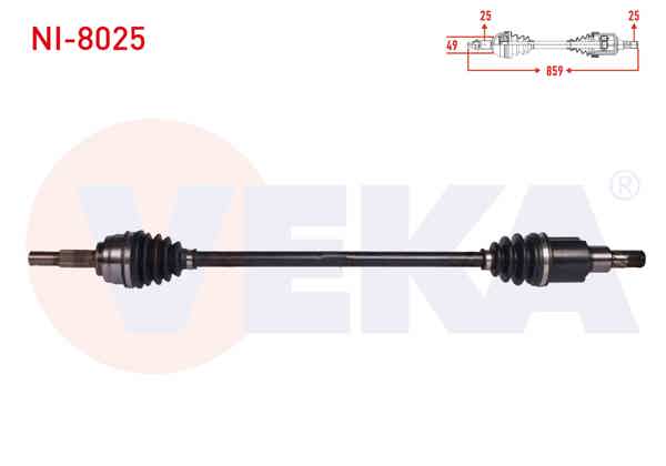 VEKA NI-8025 | Komple Aks Sağ On Nissan Micra IV (K13) 1.2 Dıg A-T Uzunluk 859 mm 2010 -