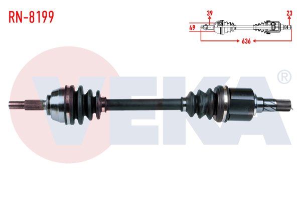 VEKA RN-8199 | Komple Aks Sol Ön Renault Megane II (Bm0 / 1,Cm0 / 1) 2.0 M-T Uzunluk 636mm 2002-2008