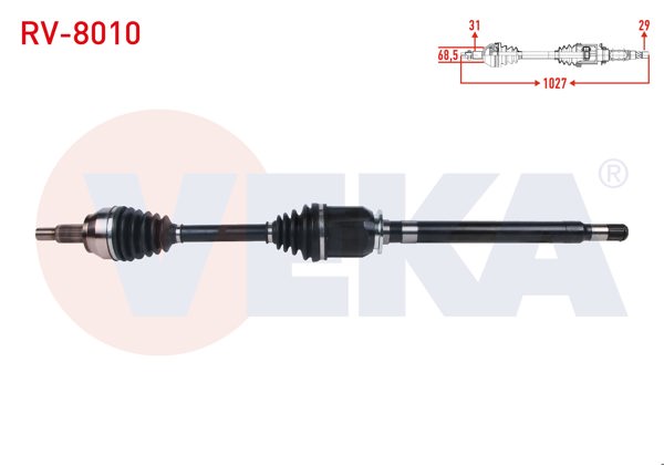 VEKA RV-8010 | Komple Aks Sağ On Uzunluk 1027mm L.Rover Range Rover IV (Lg) 3.0-4.4-5.0 2012-/ Range Rover Sport (Lw) 2.0-3.0-5.0 2013 -