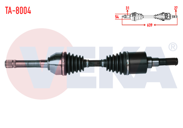 VEKA TA-8004 | Komple Aks Sağ On Tata Xenon 2.2 16V TD Uzunluk 639mm 2011 -