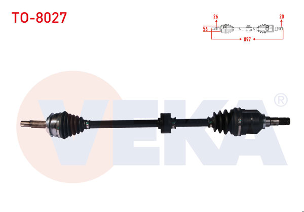 VEKA TO-8027 | Komple Aks Sağ On Uzunluk 897 mm Toyota Yaris (P13) 1.4 D-4D A-T / M-T 2011 -