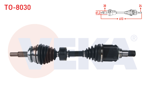 VEKA TO-8030 | Komple Aks Sol Ön Uzunluk 613mm Toyota Verso (R2) 2.0 D-4D M-T 2009 -