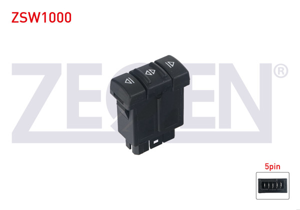 ZEGEN ZSW1000 | Cam Açma Anahtarı Tekli Turuncu Işık 5 Pin Renault R19 1988-2000
