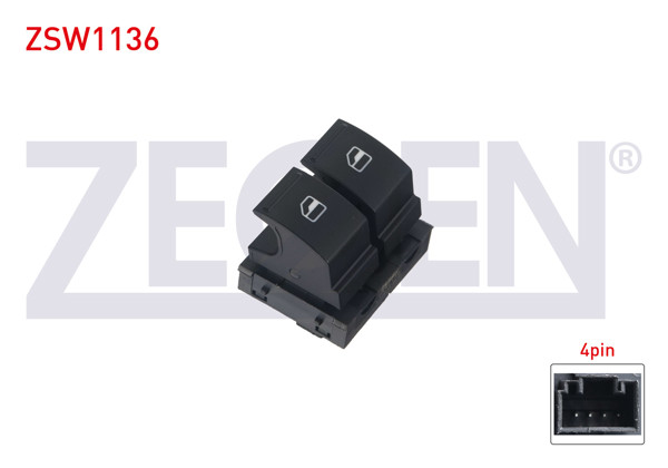 ZEGEN ZSW1136 | Cam Açma Anahtarı Çiftli 4 Pin Caddy III-Golf VI-Passat-Polo-Jetta III-Amarok-Ibiza IV-Leon-Toledo III 2004-2015