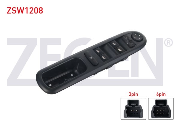ZEGEN ZSW1208 | Cam Açma Anahtar Grup Ayna Ayarlı 9 Pin Peugeot 407 2004-2011