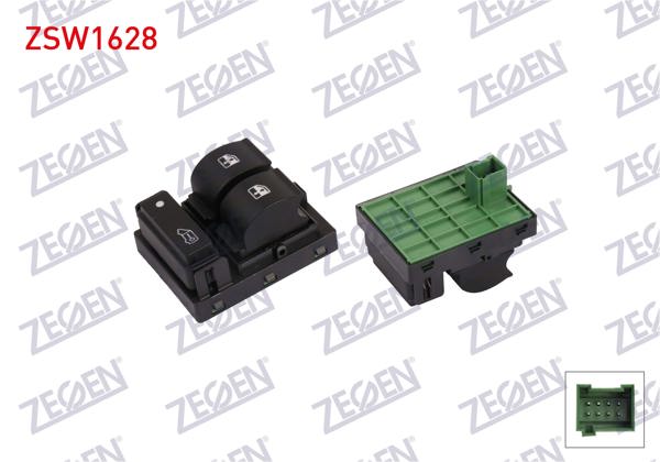 ZEGEN ZSW1628 | Cam Açma Anahtarı Çiftli Turuncu Işık Yesıl Soket 8 Pin Fiat Doblo 2010-/ Ducato / Boxer III / Jumper III 2006-2014