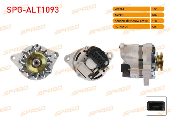 SPAGO SPG-ALT1093 | Alternatör 12V 65A 1Pk (Alt481) Dogan SLX 93-/ Sahın 94-/ Tempra-Tipo-Uno