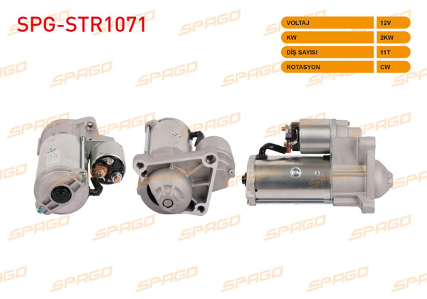 SPAGO SPG-STR1071 | Marş Motoru 12V 2Kw 11 Dıs Cw (Str5200k) Kangoo-Megane I-Traffic I (1.9 DCI Araclar İçin)