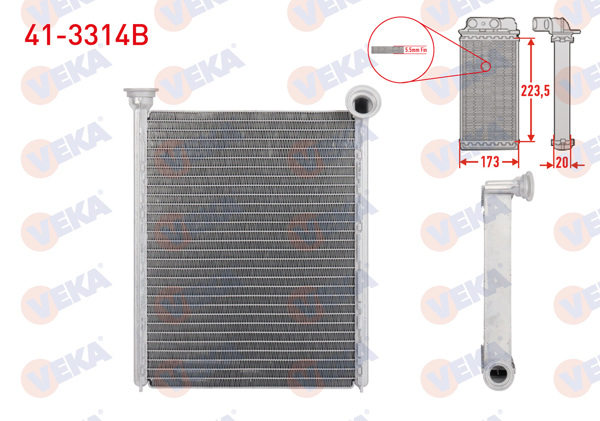 VEKA 41-3314B | Kalorifer Radyatörü Brazing (5.5mm Fin) Peugeot 308 (4A,4C) 1.6 HDI 2007-2013