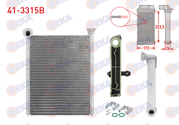 VEKA 41-3315B | Kalorifer Radyatörü Brazing (5.5mm Fin) Peugeot 508 1.6 E-HDI 2010 -