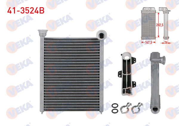 VEKA 41-3524B | Kalorifer Radyatörü Brazing Renault Megane IV 1.2 TCE-1.5 DCI-1.6 DCI-1.6İ 2016 -