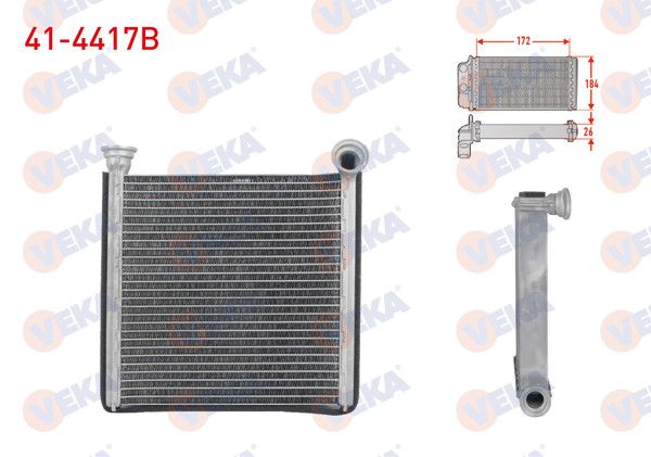 VEKA 41-4417B | Kalorifer Radyatörü Brazing VW Golf VII 1.4 TSI-1.6 TDI 2012-/ Passat 1.6 TDI 2014-/ T-Roc 1.5 TSI 2017-/ Audi A3 1.6 TDI 2012-/ Seat Ateca 1.4 TSI 2016-/ Leon 1.4 TSI 2012 -