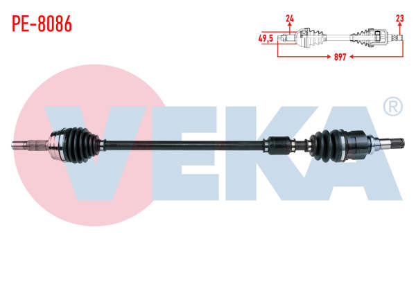 VEKA PE-8086 | Komple Aks Sağ On Peugeot 107 1.4 HDI Uzunluk 897mm 2005 -