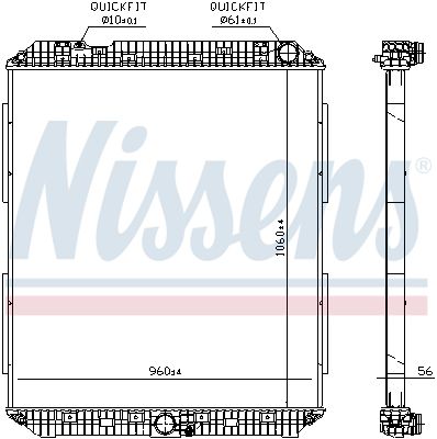 NISSENS 671760 | Motor Su Radyatörü Cercevesız Mercedes Actros Mp4 / Mp5 1824-4163 13= > , Antos 1824-3363 12= > , Arocs