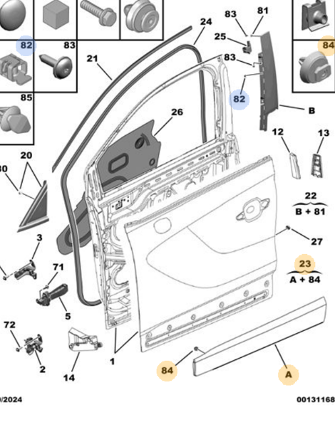 OE-PSA YQ009405XT | Ön Kapı Kaplaması: L Siyah