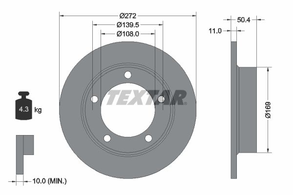 TEXTAR 92019900 | Fren Diski Lada Samara 272mm Ön | 2 Adet