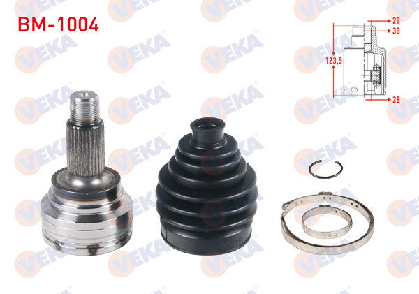 VEKA BM-1004 | Aks Kafası Sol-Sağ Arka Dış 28X0x57 Uzunluk 123,5mm BMW 1 Serisi (F20,F21) 116 İ-118 İ-120 İ 2010-/ 3 Serisi (F30) 316 İ-318 İ-320 İ-320İ Xdrive 2011-/ 4 Serisi (F32) 418 İ 2013 -