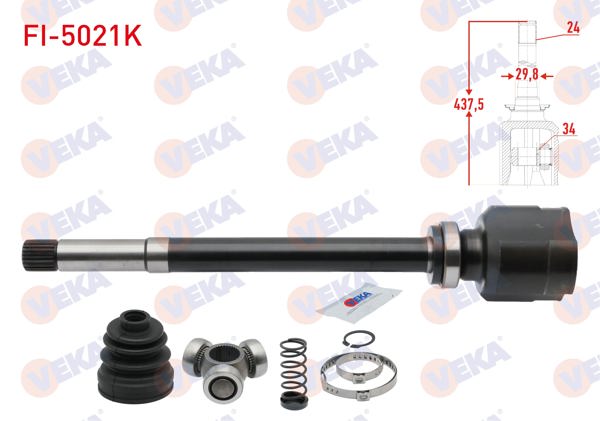 VEKA FI-5021K | Aks Kafası Sağ On Ic Fiat Scudo (270) 1.6 Mjt 24X34x29,8 Uzunluk 437,5 mm 2007 -