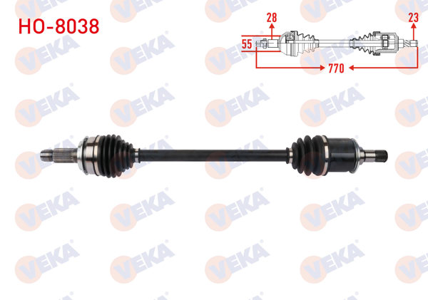 VEKA HO-8038 | Komple Aks Sol Arka Uzunluk 770mm Honda Cr-V III 2.0 İ-Vtec 2006-2012 / 2.2 İ-Ctdi, İ-Dtec 2007 -