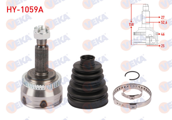 VEKA HY-1059A | Aks Kafası Sol-Sağ On Dıs ABS li 46 Dıs Uzunluk 158mm Hyundai i30 (Fd) 1.6 CRDI M-T 2007-2011