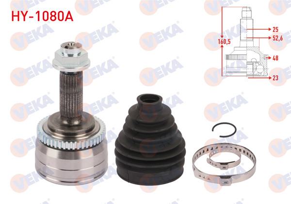 VEKA HY-1080A | Aks Kafası Sol-Sağ On Dıs ABS li 48 Dıs Uzunluk 160,5mm Hyundai i20 1.4 CRDI A-T / M-T 2015 -