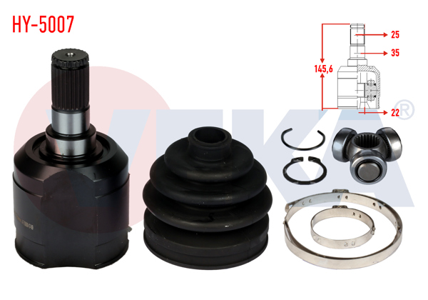 VEKA HY-5007 | Aks Kafası Sol-Sağ On Ic Hyundai Accent I (X-3) 1.3İ 25X22x35 Uzunluk 145,6 mm 1994-2000