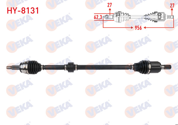 VEKA HY-8131 | Komple Aks Sağ On Uzunluk 956mm Hyundai Elantra 1.6 A-T 2021 -
