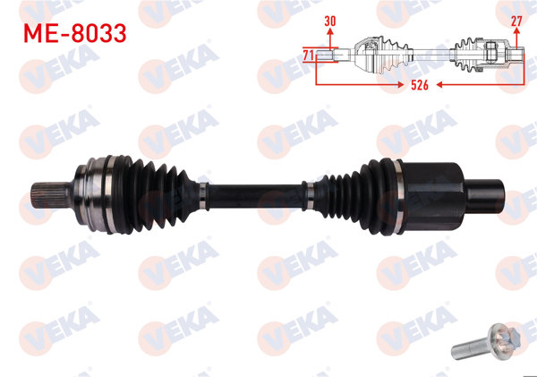 VEKA ME-8033 | Komple Aks Sol Ön Uzunluk 526mm Mercedes C-Serisi (W205) C200 C220 C250 C400 4-Matic 2014 -