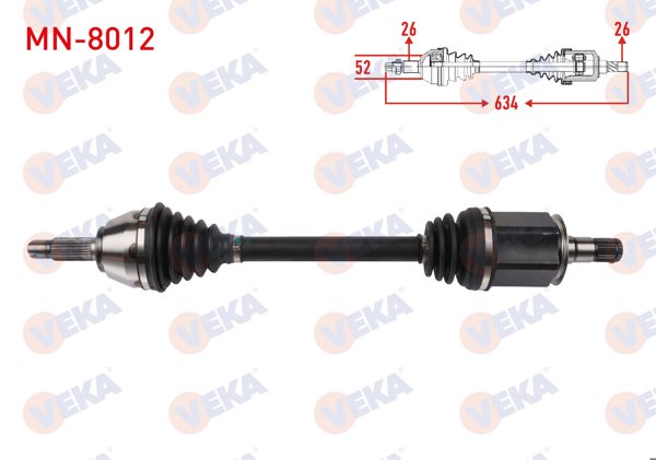 VEKA MN-8012 | Komple Aks Sol Ön Uzunluk 634mm Mini Cooper Countryman (R60) 1.6 D A-T All4 2011-2016