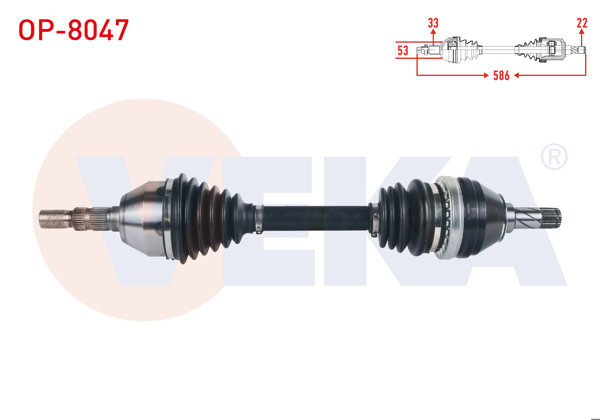 VEKA OP-8047 | Komple Aks Sol Ön Uzunluk 586mm Opel Astra H 1.7 CDTI M-T 2004-2010 / Zafira B 1.8 M-T 2005-2011