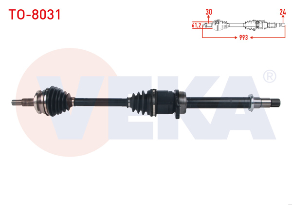 VEKA TO-8031 | Komple Aks Sağ On Uzunluk 993mm Toyota Verso (R2) 2.0 D-4D M-T 2009 -