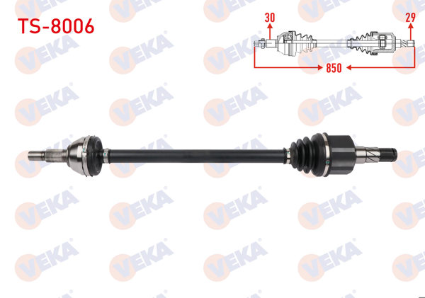 VEKA TS-8006 | Komple Aks Sol-Sağ Arka Uzunluk 850mm (Aks Çapı 28mm) Tesla Model Y Ev 2019 -