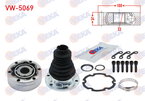 VEKA VW-5069 | Aks Kafası Sol-Sağ On Ic 33X34x100 Volkswagen Golf III (1H1) 1.9 D 1991-1999