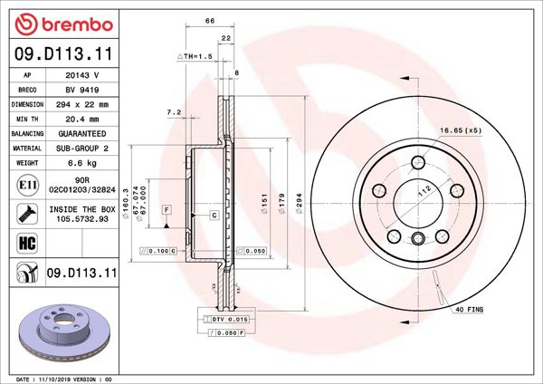 BREMBO 09D11311 *2 | Fren Diski Ön BMW G42 G20 19 > | 2 Adet