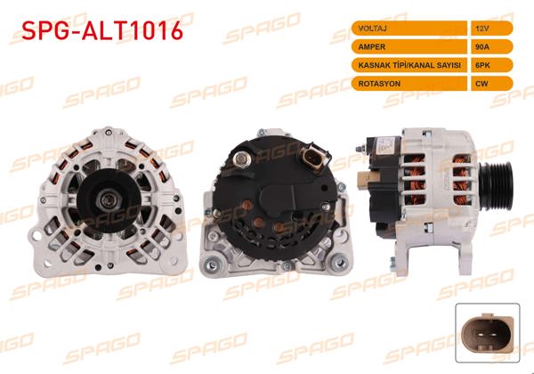 SPAGO SPG-ALT1016 | Alternatör 12V 90A 6Pk (Alt275) Golf IV 97-05-Polo 95-09 / Audi A3 96-03 (Benzinli Ve 1.9 TDI Araclar İçin)