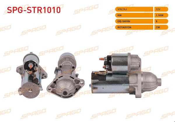 SPAGO SPG-STR1010 | Marş Motoru 12V 1.1Kw 9 Dıs Cw Opel Astra H J-Corsa D E-Meriva-Combo 1.3 CDTI