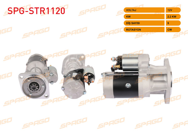 SPAGO SPG-STR1120 | Marş Motoru 12V 2.2Kw 9 Dıs Cw (Str6102) Isuzu D-Max 3.0 TDI 2.5 TD 02 -