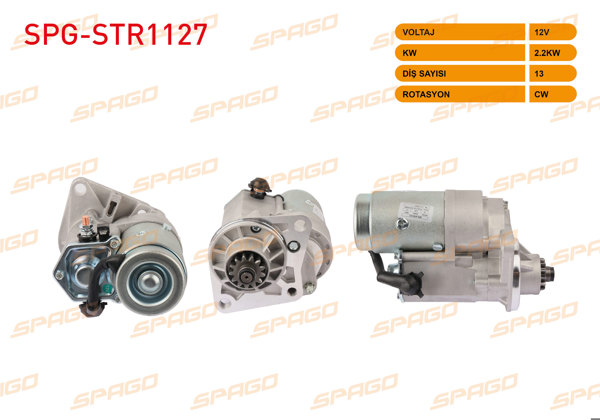 SPAGO SPG-STR1127 | Marş Motoru 12V 2.2Kw 13 Dıs Cw (Str6184) Kia Ceres-Bongo (Düz Donus X148 52 Araclara)