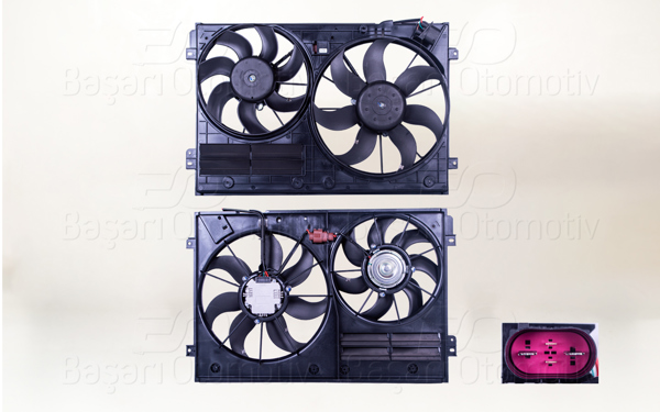 WISCO 1113021-00 | Fan Motoru Davlı (360 mm + 295 mm-4 Fıs-220W + 150W) VW Golf5 Jetta Passat Leon 05 >